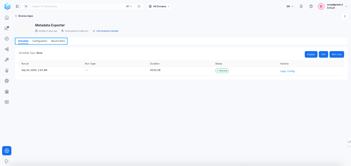 Metadata Exporter Tabs