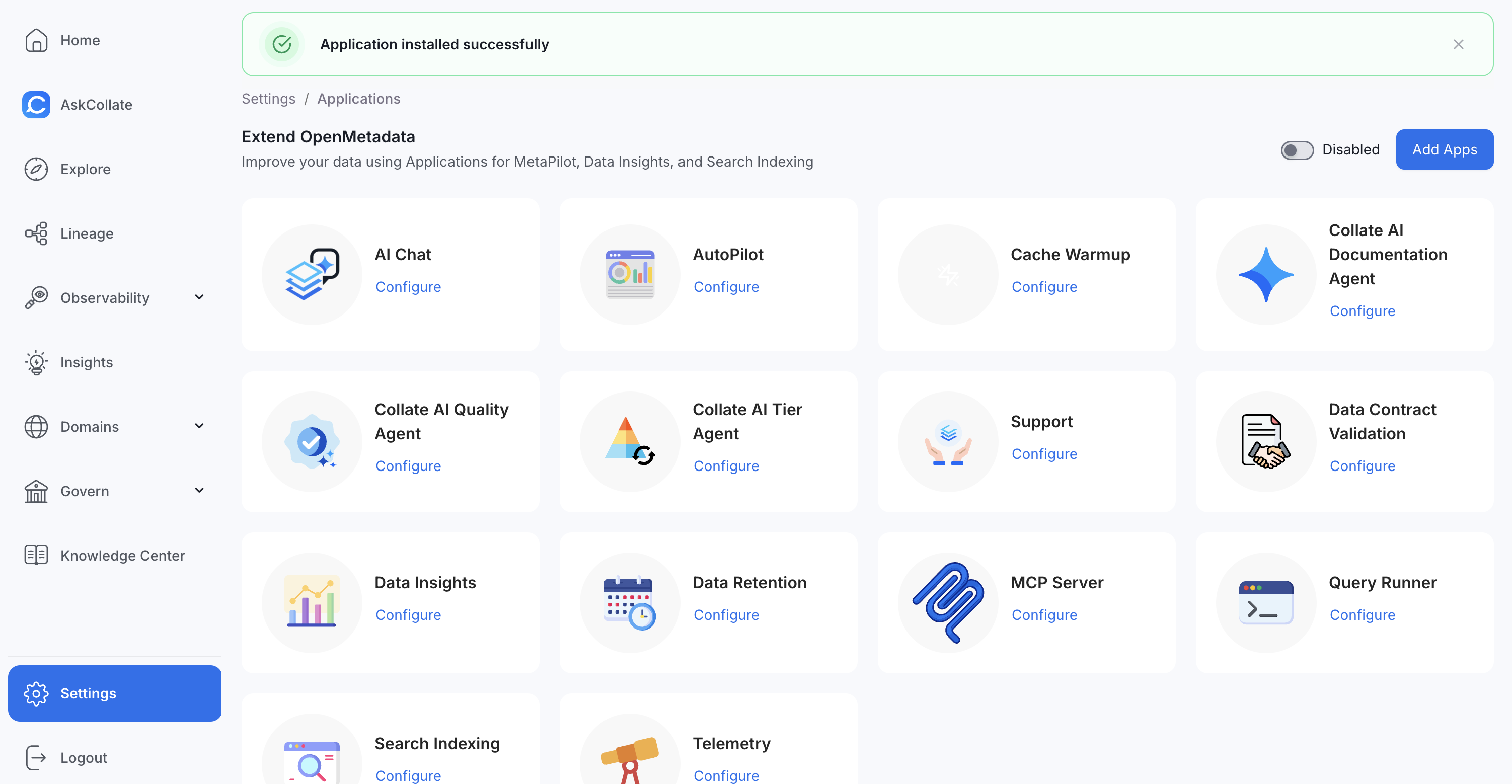 Installation Success Message