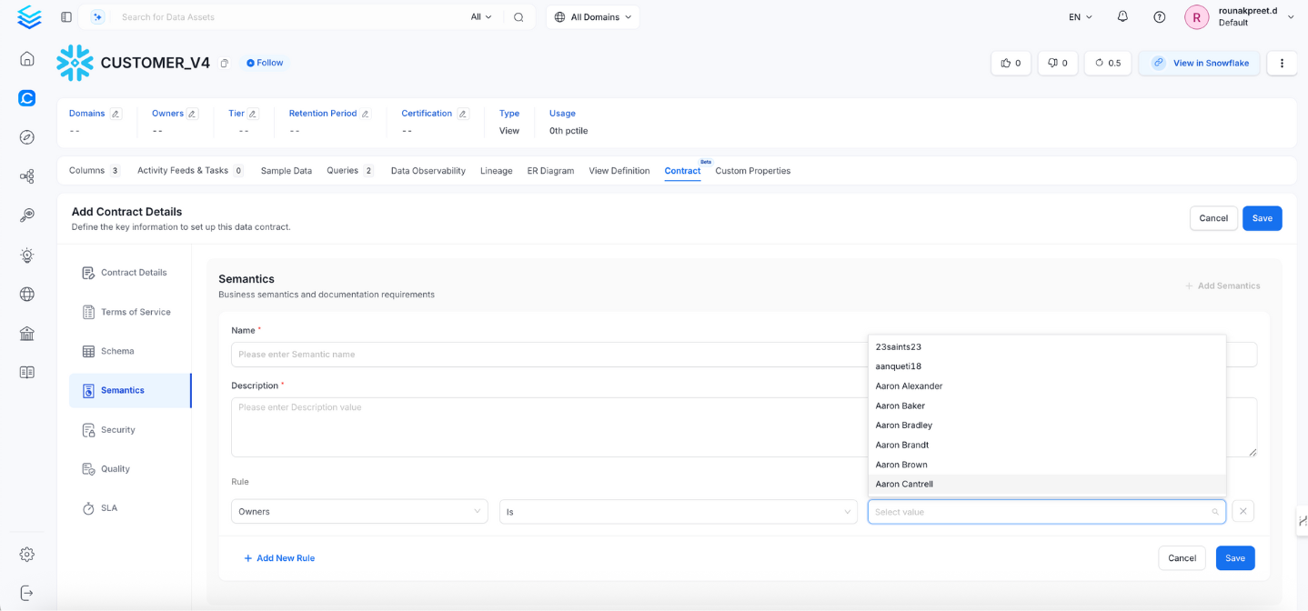 Adding rules to Data Contract