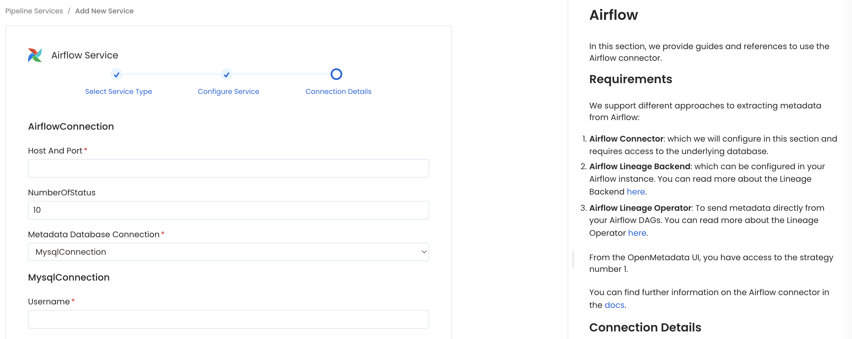 Configure Service connection