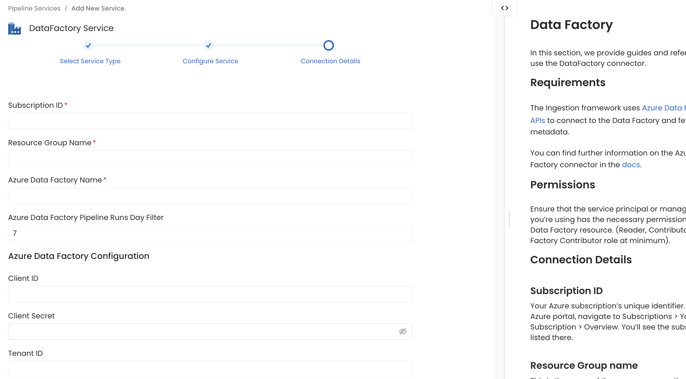 Configure Service connection