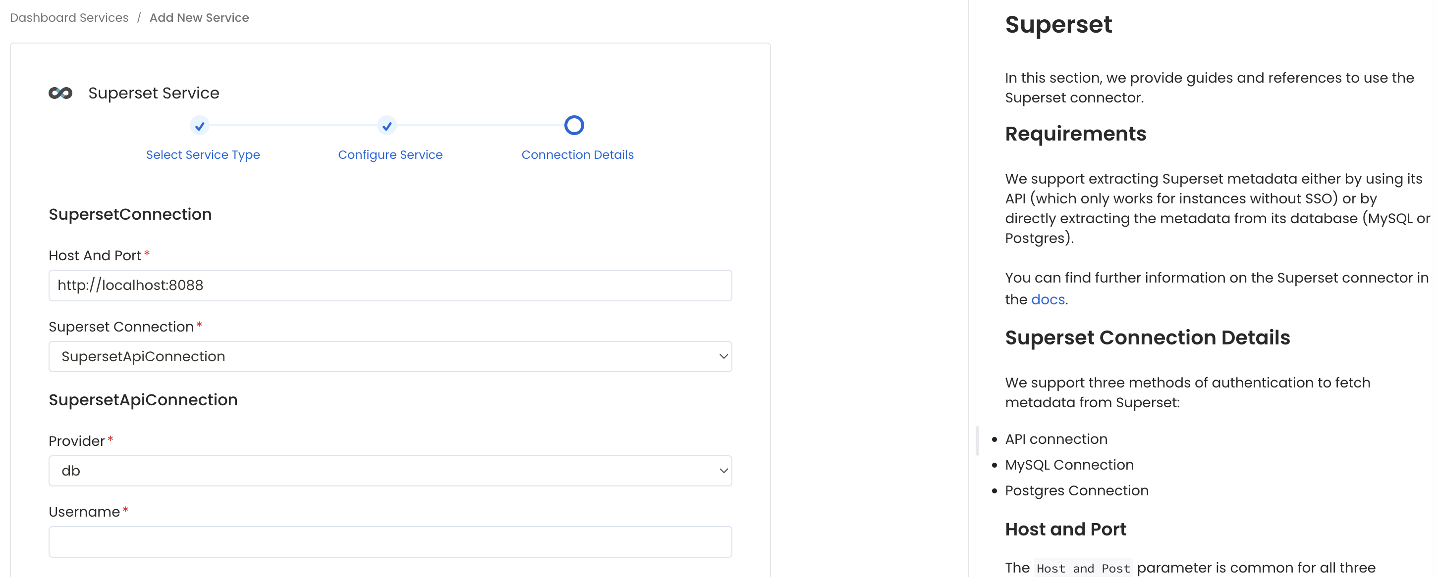 Configure Service connection