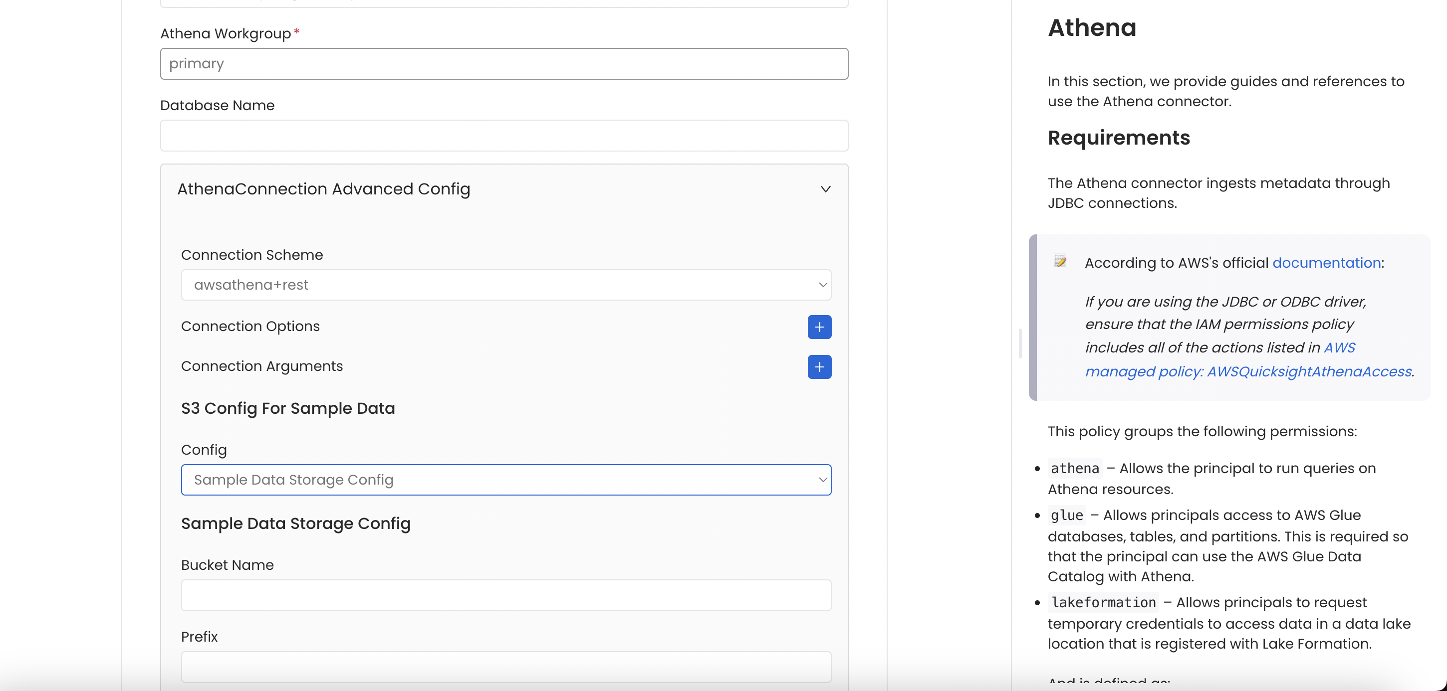 Database Service Storage Config