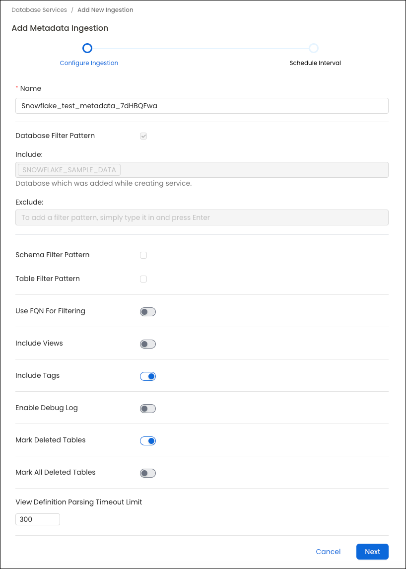 Configure Metadata Ingestion